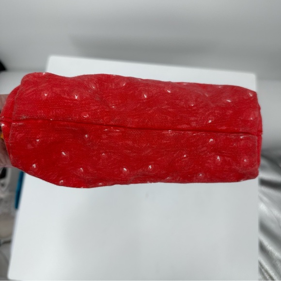 VTG Sally Huss Hearts Bag Canvas Painted Zip Top Makeup Toiletries Pencils - Picture 4 of 5